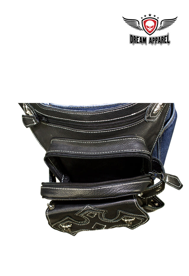 Black Naked Cowhide Leather Cross-Designed Belt Bag