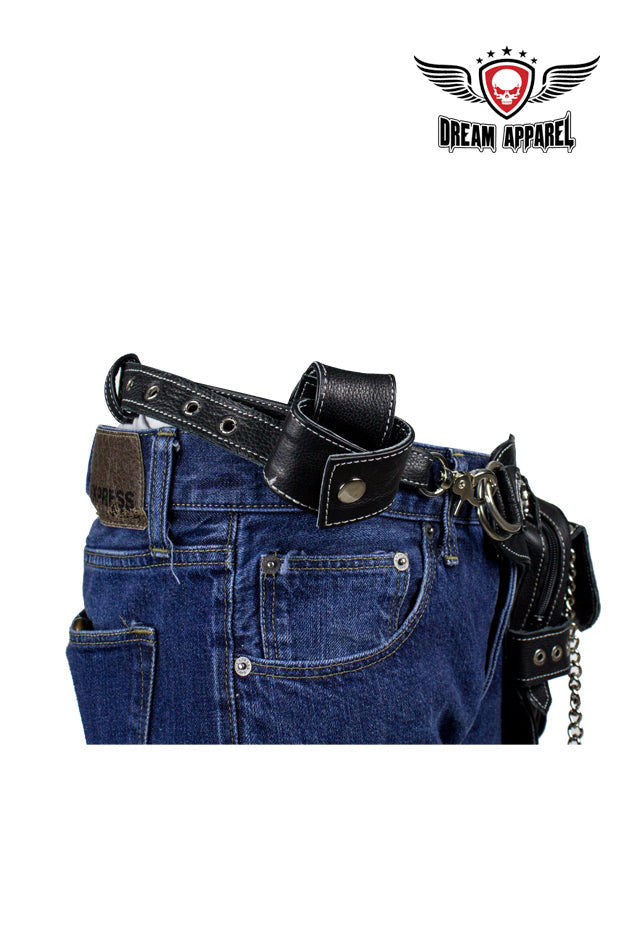Black Naked Cowhide Leather Cross-Designed Belt Bag