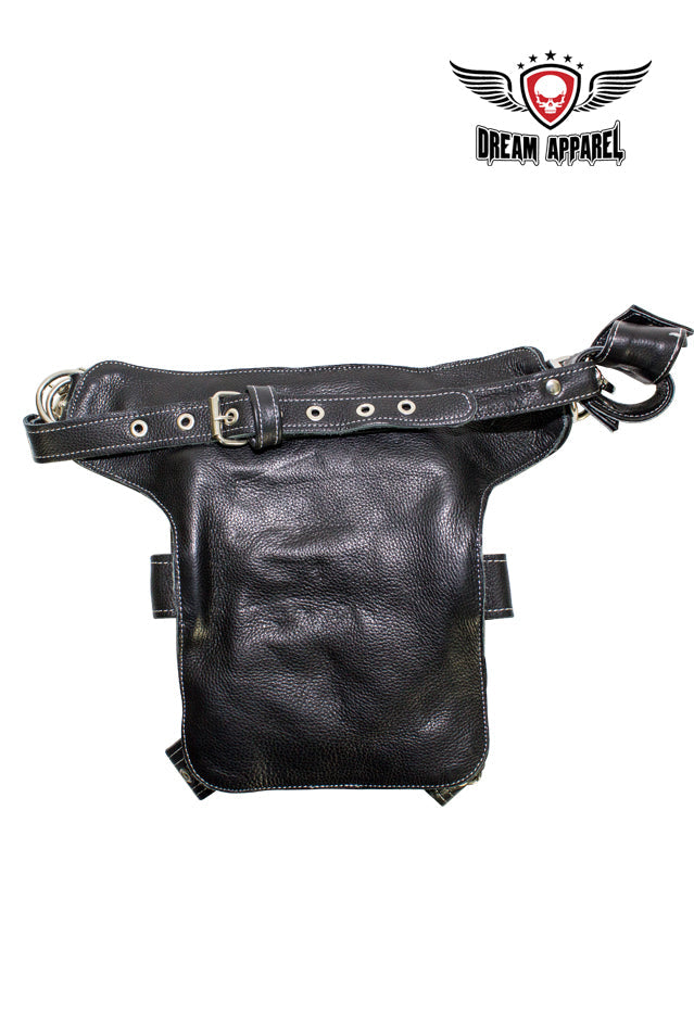 Black Naked Cowhide Leather Cross-Designed Belt Bag