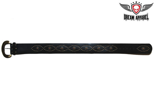 Womens Black Belt with Flowers