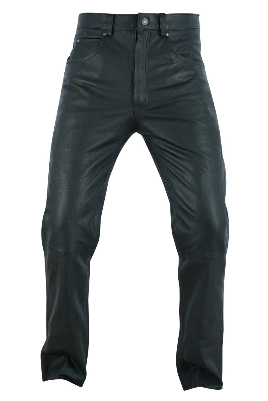 Five Pockets Cowhide Biker Leather Pants