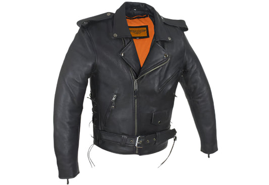 Mens Motorcycle Jacket With 1 Piece Panel For Patches