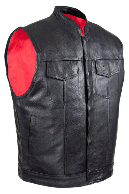 Dream Apparel Mens Leather Motorcycle Club Vest With Pockets