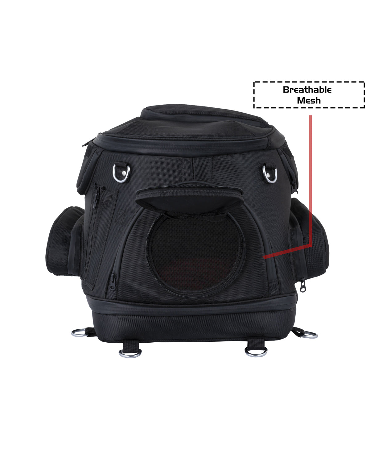 Mororcycle Sissybar Pet Textile Bag fits on Luggage Rack extra straps with D-Rings Waterproof