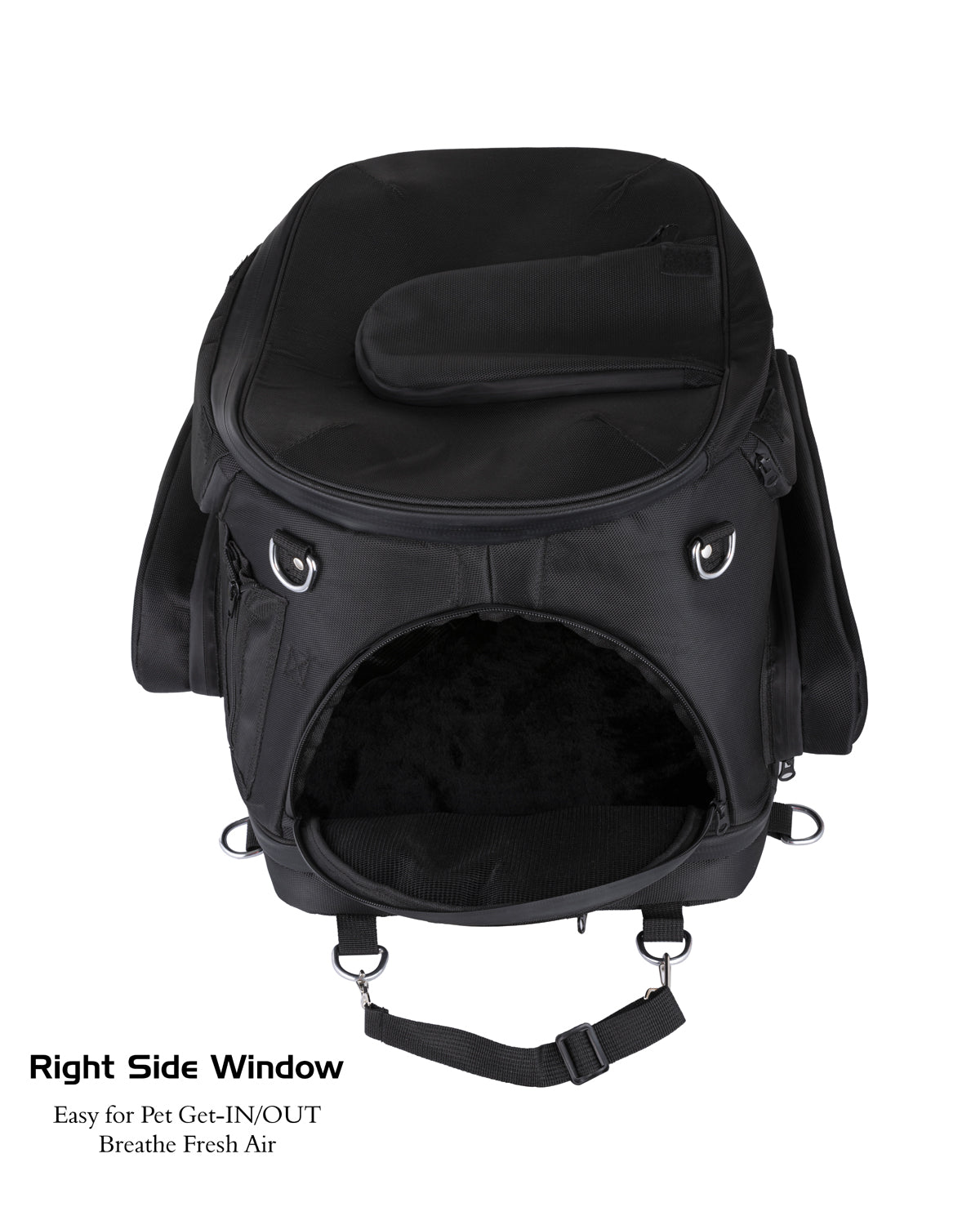 Mororcycle Sissybar Pet Textile Bag fits on Luggage Rack extra straps with D-Rings Waterproof